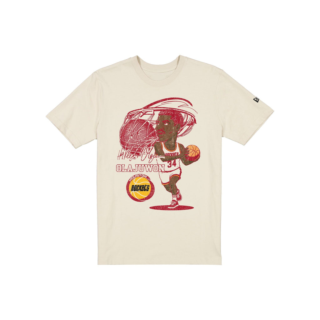 Houston Rockets Hardwood Classics Hakeem Olajuwon Caricature T-Shirt