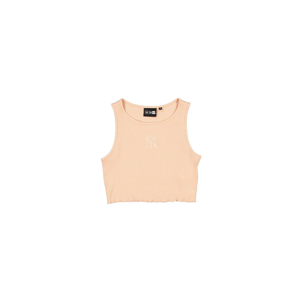 New York Yankees Tonal Cropped Rib Pastel Pink Women's Tank Top