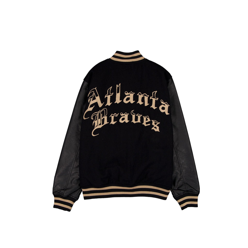 Atlanta Braves Gothic Lettering Black Wool Varsity Jacket