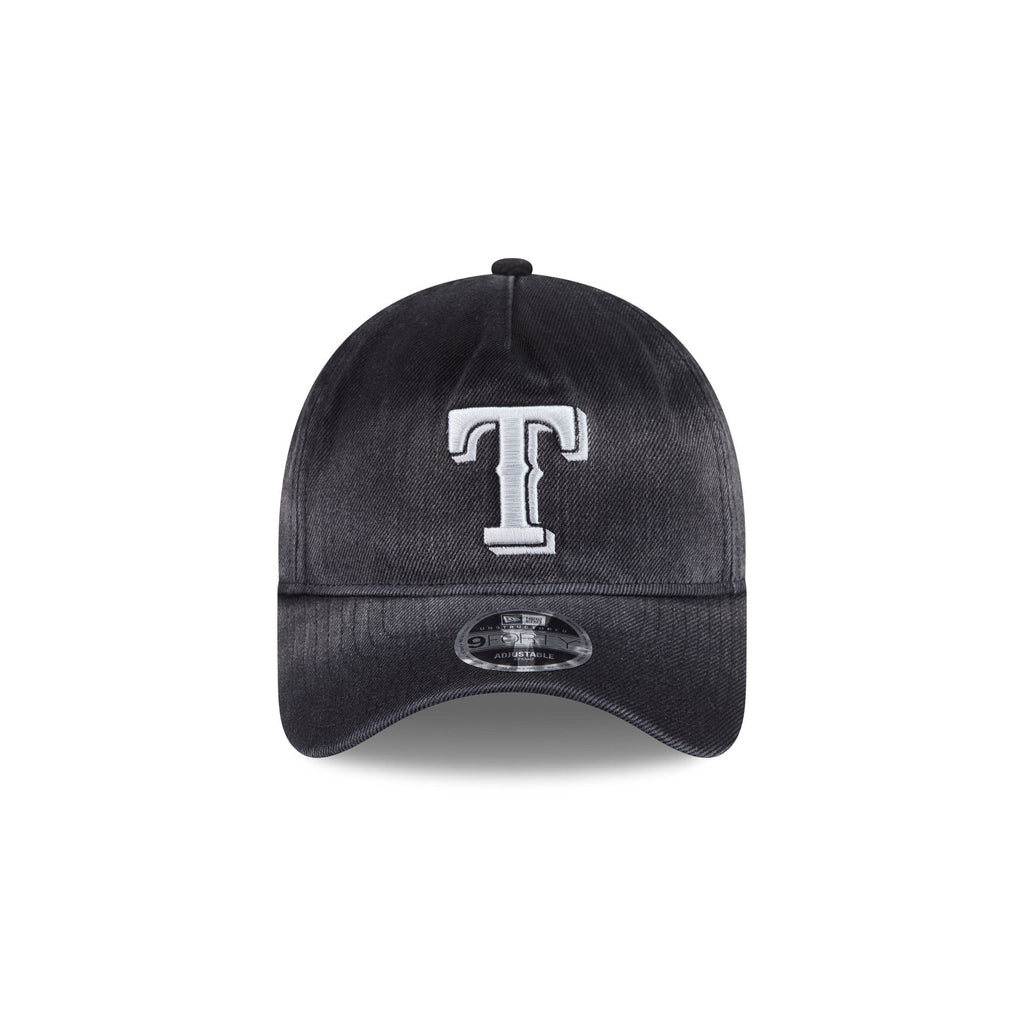 Texas Rangers Washed Black Denim 9FORTY A-Frame Unstructured Snapback Hat