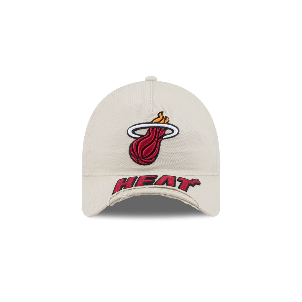 Miami Heat Stone 9FORTY A-Frame Unstructured Cut-Off Visor Snapback Hat