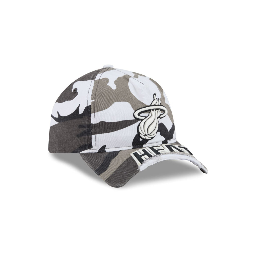 Miami Heat Washed Camo 9FORTY A-Frame Unstructured Cut-Off Visor Snapback Hat